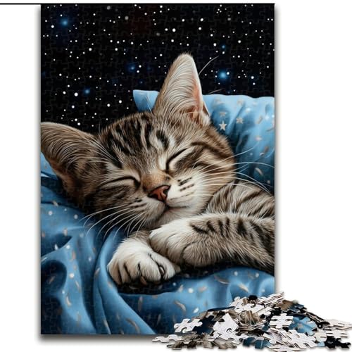 1000-teiliges Puzzle für Erwachsene, schlafende Katze, anspruchsvolles Spiel und Lernspiel für die ganze Familie zum Geburtstag, Weihnachten (Größe 26x38cm) von LYXIANY