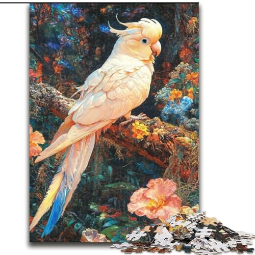 1000-teiliges Puzzle für Erwachsene, weißer Papagei, aus Holz, perfekte DIY-Kunstdekoration oder Geburtstagsgeschenk, Größe 50x75cm, für Geburtstage, Feiertage und besondere Anlässe von LYXIANY