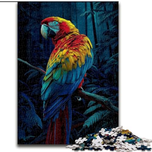 1000-teiliges Puzzle für Erwachsene, wunderschönes Papageien-Puzzle aus Holz, entspannende Unterhaltung, Heimdekoration, Größe 50x75cm von LYXIANY