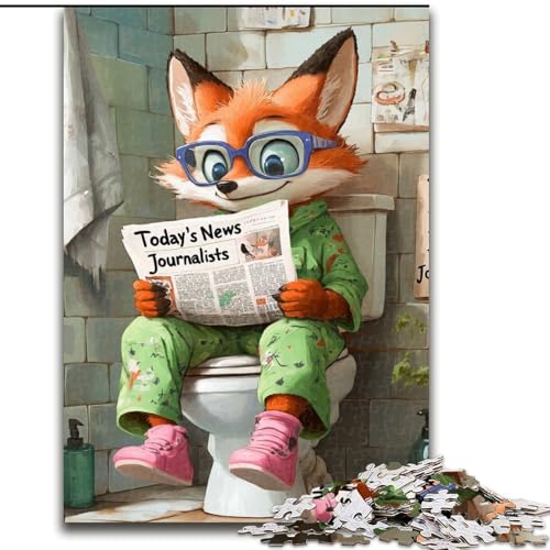 1000-teiliges Puzzle für Erwachsene „Fox Go Toilet“, anspruchsvolle Puzzles, anspruchsvolles Denkspiel, Spieleabend für die ganze Familie, Größe: 50x75cm von LYXIANY