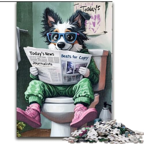 1000-teiliges Puzzle für Erwachsene Border Collie Go Toilet, Holzpuzzle, Größe: 50x75cm, perfekte Dekoration für Zuhause oder das Büro 1000-teiliges Puzzle für Erwachsene Border Collie Go Toilet, Holzpuzzle, Größe: 50x75cm, perfekte Dekoration für Zuhause oder das Büro von LYXIANY
