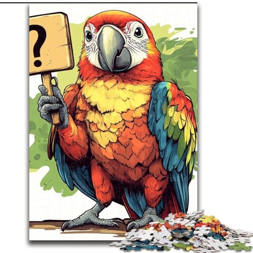 1000-teiliges Puzzle für Erwachsene Der Papagei stellt Fragen, aus Holz, geeignet für Geburtstage, Halloween, Thanksgiving, Ostern, Größe 50x75cm von LYXIANY