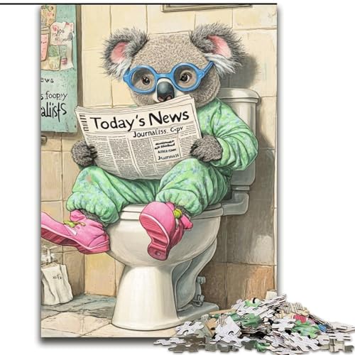 1000-teiliges Puzzle für Erwachsene Koala Go Toilet Puzzle für Erwachsene, Größe: 50x75cm, Heimaktivität für Feiertage, Geburtstage und Familienspieleabende von LYXIANY