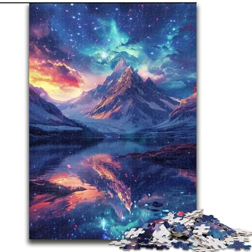 1000-teiliges Puzzle für Erwachsene Mountain Aurora Jigsaw, anspruchsvolles Denkspiel für Teenager, Spaß für den Spieleabend mit der Familie (Größe: 26x38cm) von LYXIANY
