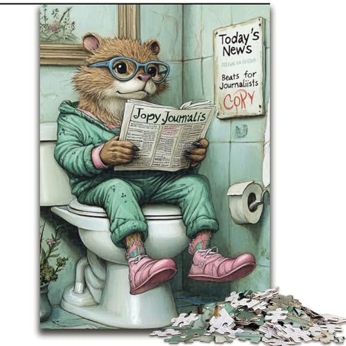 1000-teiliges Puzzle für Erwachsene Otter Go Toilet, Holzpuzzle, Größe: 50x75cm, perfekte Dekoration für Zuhause oder das Büro 1000-teiliges Puzzle für Erwachsene Otter Go Toilet, Holzpuzzle, Größe: 50x75cm, perfekte Dekoration für Zuhause oder das Büro von LYXIANY