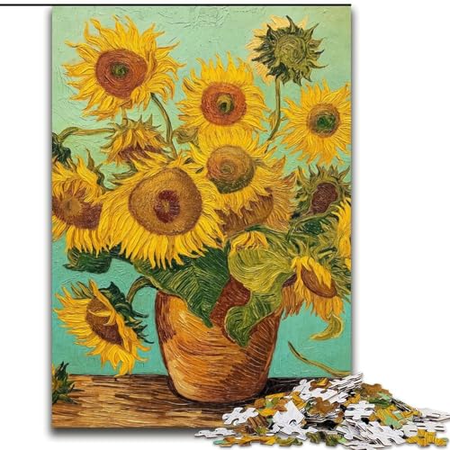 1000-teiliges Puzzle für Erwachsene Van Gogh – Sonnenblumen zum Stressabbau. Schwierige Herausforderung, ganze Familie (Größe 50x75cm) von LYXIANY