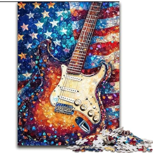 1000-teiliges Puzzle für Erwachsene mit amerikanischer Flagge und Gitarre aus Holz. Entspannende Unterhaltung, Heimdekoration, Größe 50x75cm 1000-teiliges Puzzle für Erwachsene mit amerikanischer Flagge und Gitarre aus Holz. Entspannende Unterhaltung, Heimdekoration, Größe 50x75cm von LYXIANY