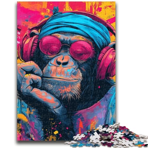 1000-teiliges Puzzle für Erwachsene und Jugendliche, AFFE hört Musik, Lernspiel, Herausforderung, Spielzeug, Wanddekoration, einzigartige Geburtstags, 26x38cm 1000-teiliges Puzzle für Erwachsene und Jugendliche, AFFE hört Musik, Lernspiel, Herausforderung, Spielzeug, Wanddekoration, einzigartige Geburtstags, 26x38cm von LYXIANY