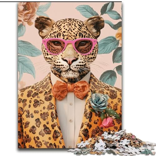 1000-teiliges Puzzle für Erwachsene und Jugendliche, Anzug mit Leopardenmuster, Familienunterhaltungsspielzeug ganze Familie, ab 14 Jahren (Größe 50x75cm) von LYXIANY