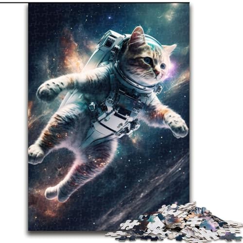 1000-teiliges Puzzle für Erwachsene und Jugendliche, Astronautenkatze im Weltraum, Elefantenspielzeug, Denkspiel, Geburtstagsgeschenk, Geschenke, Wandkunst für Kinder ab 14 Jahren (Größe 26x38cm) von LYXIANY