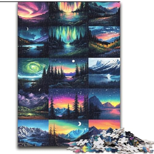 1000-teiliges Puzzle für Erwachsene und Jugendliche, Aurora-Collage, Familienunterhaltungsspielzeug mit passendem Poster und Quizblatt, 38x26cm 1000-teiliges Puzzle für Erwachsene und Jugendliche, Aurora-Collage, Familienunterhaltungsspielzeug mit passendem Poster und Quizblatt, 38x26cm von LYXIANY