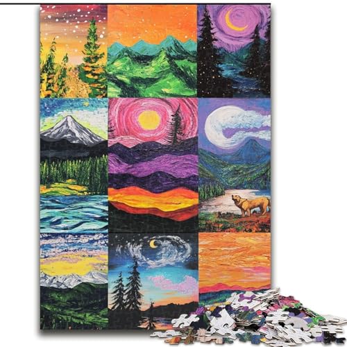 1000-teiliges Puzzle für Erwachsene und Jugendliche, Aurora-Collage, Lernspiele, Heimdekoration, geeignet für die Schreibtischdekoration, 50x75cm von LYXIANY