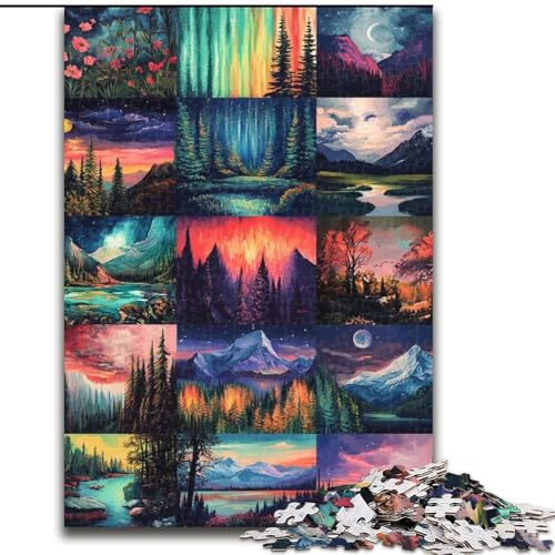 1000-teiliges Puzzle für Erwachsene und Jugendliche, Aurora-Collage, Lernspielzeug, Familienspiele, geeignet als Schreibtischdekoration, 38x26cm von LYXIANY