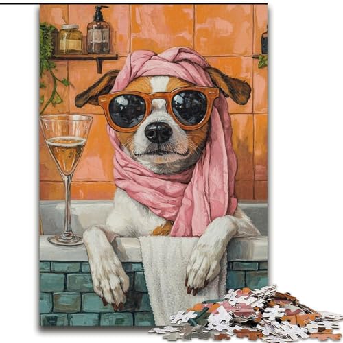 1000-teiliges Puzzle für Erwachsene und Jugendliche, Badezimmerhund, Quizspiel zur Stärkung der Liebe zwischen Paaren für Kinder ab 14 Jahren (Größe 26x38cm) von LYXIANY