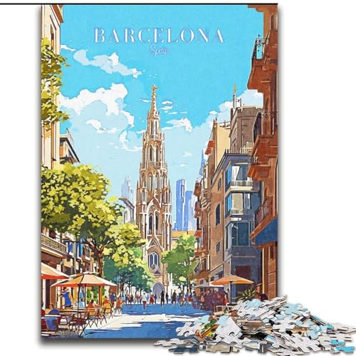 1000-teiliges Puzzle für Erwachsene und Jugendliche, Barcelona, Spanien-Reise, anspruchsvolles Spiel und Familienspiel mit vollständig ineinandergreifenden, zufällig geformten Teilen, 50x75cm 1000-teiliges Puzzle für Erwachsene und Jugendliche, Barcelona, Spanien-Reise, anspruchsvolles Spiel und Familienspiel mit vollständig ineinandergreifenden, zufällig geformten Teilen, 50x75cm von LYXIANY