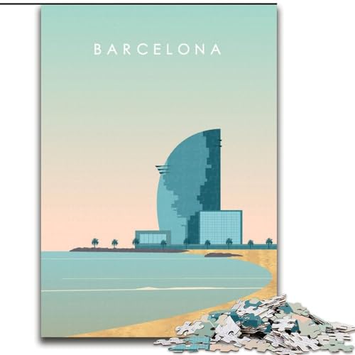 1000-teiliges Puzzle für Erwachsene und Jugendliche, Barcelona, dekomprimierendes intellektuelles Lernspielzeug ganze Familie, 50x75cm von LYXIANY