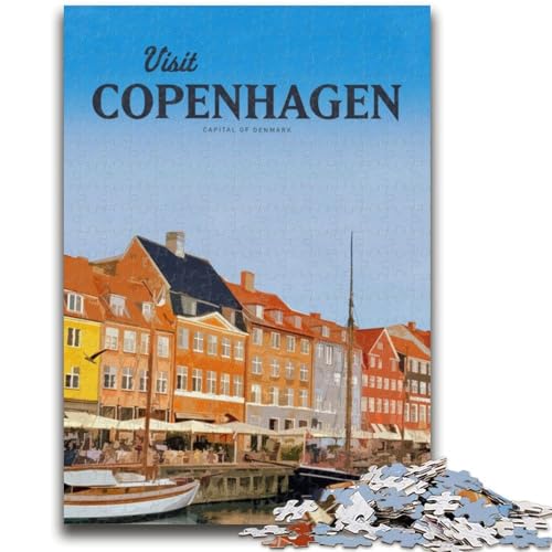 1000-teiliges Puzzle für Erwachsene und Jugendliche, Besuch in Kopenhagen, Lernspiel, Herausforderung, Spielzeug, Wanddekoration, einzigartige Geburtstags (Größe 50x75cm) von LYXIANY