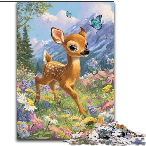 1000-teiliges Puzzle für Erwachsene und Jugendliche, Blumen, Sikahirsch, Quizspiel zur Stärkung der Liebe zwischen Paaren für Kinder ab 14 Jahren (Größe 50x75cm) von LYXIANY