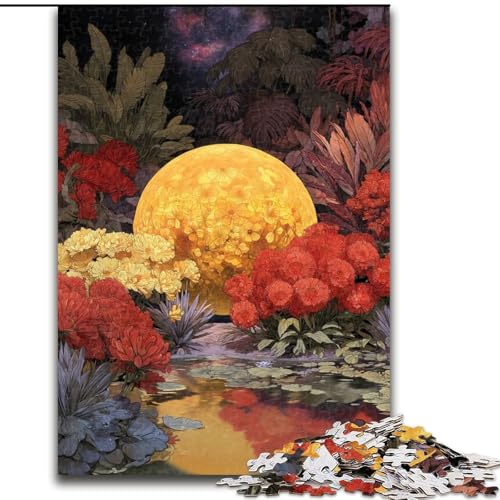 1000-teiliges Puzzle für Erwachsene und Jugendliche, Blumen und der Mond, lehrreich ganze Familie (Größe 50x75cm) von LYXIANY