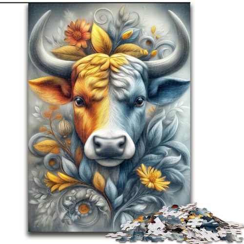 1000-teiliges Puzzle für Erwachsene und Jugendliche, Blumenstier, anspruchsvolles Spiel und Lernspiel für die ganze Familie zum Geburtstag, Weihnachten, 50x75cm von LYXIANY