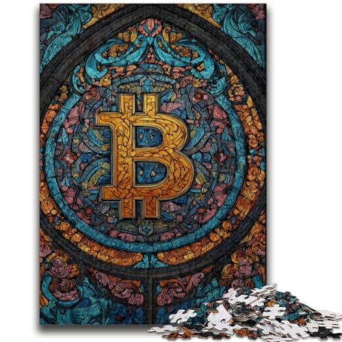 1000-teiliges Puzzle für Erwachsene und Jugendliche, Buntglas-Bitcoin hilft dem Gehirn, süchtig machendes Spielzeug zu trainieren, um Geduld zu fördern, Wanddekoration, 26x38cm 1000-teiliges Puzzle für Erwachsene und Jugendliche, Buntglas-Bitcoin hilft dem Gehirn, süchtig machendes Spielzeug zu trainieren, um Geduld zu fördern, Wanddekoration, 26x38cm von LYXIANY