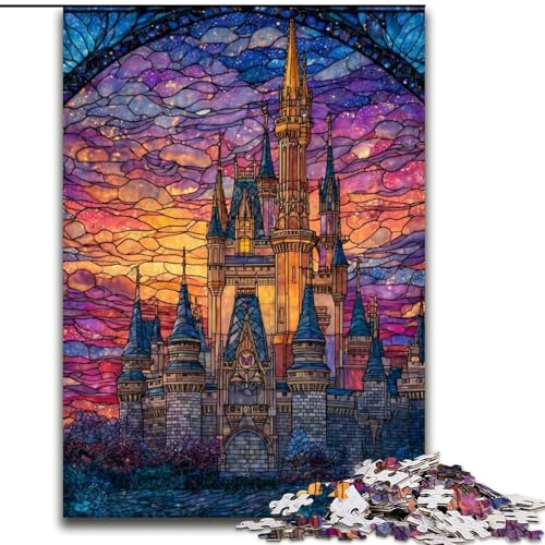 1000-teiliges Puzzle für Erwachsene und Jugendliche, Buntglasschloss, Spielzeug, Lernspiele, Stressabbau, einzigartige Heimdekoration und Geschenke (Größe 26x38cm) von LYXIANY