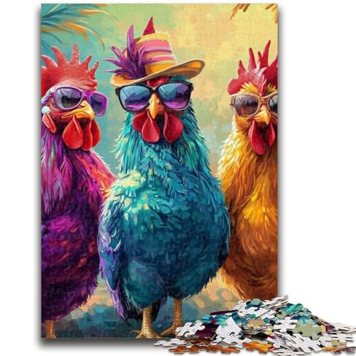 1000-teiliges Puzzle für Erwachsene und Jugendliche, DREI wunderschöne Hähne, für 14+, schwer zu vervollständigen, Aber lustiges und humorvolles Geburtstagsgeschenk, 50x75cm von LYXIANY