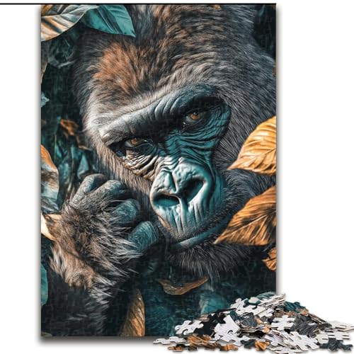1000-teiliges Puzzle für Erwachsene und Jugendliche, Dschungel-Schimpanse, dekomprimierendes, intellektuelles Lernspielzeug, geeignet als Schreibtischdekoration (Größe 26x38cm) von LYXIANY