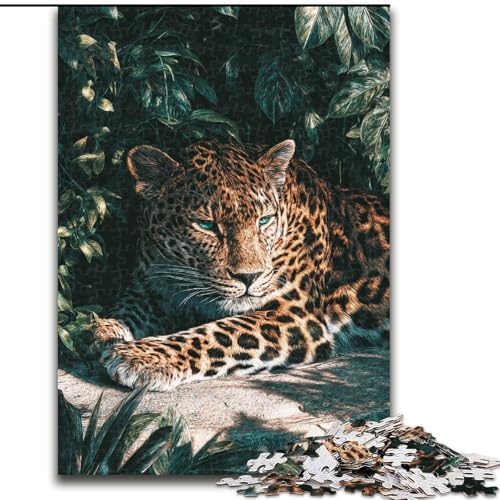 1000-teiliges Puzzle für Erwachsene und Jugendliche, Dschungelleopard, für Lernspiele, Herausforderungsspielzeug, einzigartige Heimdekoration und Geschenke (Größe 50x75cm) von LYXIANY