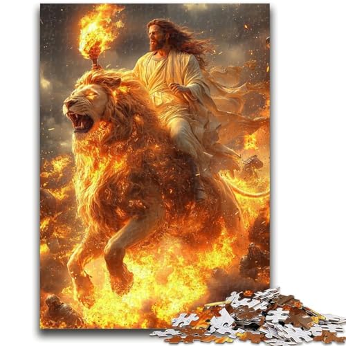 1000-teiliges Puzzle für Erwachsene und Jugendliche, Flammenlöwen-Berg, Lernspiele, Heimdekoration, ganze Familie, 50x75cm 1000-teiliges Puzzle für Erwachsene und Jugendliche, Flammenlöwen-Berg, Lernspiele, Heimdekoration, ganze Familie, 50x75cm von LYXIANY