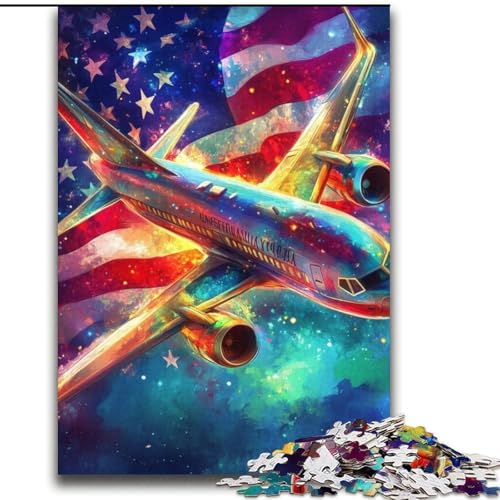 1000-teiliges Puzzle für Erwachsene und Jugendliche, Flugzeug mit amerikanischer Flagge, Lernspiele, Heimdekoration, Geburtstagsgeschenk, Geschenke, Wandkunst, 38x52cm 1000-teiliges Puzzle für Erwachsene und Jugendliche, Flugzeug mit amerikanischer Flagge, Lernspiele, Heimdekoration, Geburtstagsgeschenk, Geschenke, Wandkunst, 38x52cm von LYXIANY