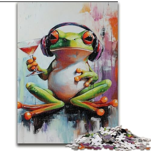 1000-teiliges Puzzle für Erwachsene und Jugendliche, Frosch hört Musik, hilft dem Gehirn beim Trainieren, süchtig machendes Spielzeug zur Förderung der Geduld, Geschenk zum Geburtstag, 38x26cm 1000-teiliges Puzzle für Erwachsene und Jugendliche, Frosch hört Musik, hilft dem Gehirn beim Trainieren, süchtig machendes Spielzeug zur Förderung der Geduld, Geschenk zum Geburtstag, 38x26cm von LYXIANY