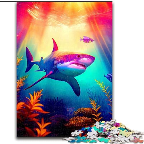 1000-teiliges Puzzle für Erwachsene und Jugendliche, Hai, Quizspiel zur Stärkung der Liebe zwischen Paaren für Kinder ab 14 Jahren (Größe 50x75cm) von LYXIANY