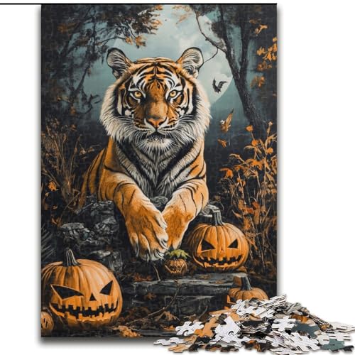1000-teiliges Puzzle für Erwachsene und Jugendliche, Halloween-Tiger, Lernspielzeug, Familienspiele, geeignet für die Schreibtischdekoration, 50x75cm von LYXIANY