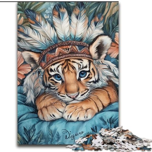 1000-teiliges Puzzle für Erwachsene und Jugendliche, Indischer Tiger, für 14+, anspruchsvolles Spiel als Geschenk für die ganze Familie und Freunde (Größe 26x38cm) von LYXIANY