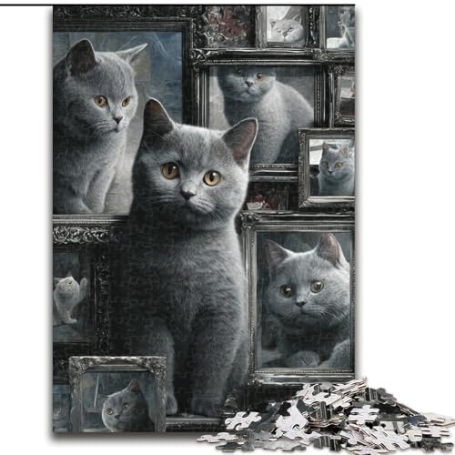 1000-teiliges Puzzle für Erwachsene und Jugendliche, Katzencollage, Entspannungsspiele, Lernspiel für Geburtstag, Weihnachten für Kinder ab 14 Jahren (Größe 26x38cm) von LYXIANY