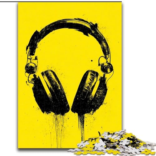 1000-teiliges Puzzle für Erwachsene und Jugendliche, Kopfhörer, dekomprimierendes intellektuelles Lernspielzeug, ganze Familie (Größe 26x38cm) von LYXIANY