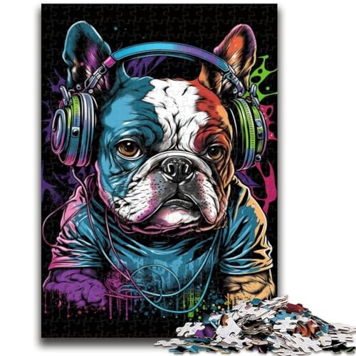 1000-teiliges Puzzle für Erwachsene und Jugendliche, Kopfhörer-Bulldogge, hilft dem Gehirn beim Trainieren, süchtig machendes Spielzeug zur Förderung der Geduld, Geschenk zum Geburtstag, 50x75cm 1000-teiliges Puzzle für Erwachsene und Jugendliche, Kopfhörer-Bulldogge, hilft dem Gehirn beim Trainieren, süchtig machendes Spielzeug zur Förderung der Geduld, Geschenk zum Geburtstag, 50x75cm von LYXIANY