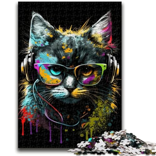 1000-teiliges Puzzle für Erwachsene und Jugendliche, Kopfhörer-Katze, anspruchsvolles Spiel, Geschenke ganze Familie, 50x75cm 1000-teiliges Puzzle für Erwachsene und Jugendliche, Kopfhörer-Katze, anspruchsvolles Spiel, Geschenke ganze Familie, 50x75cm von LYXIANY