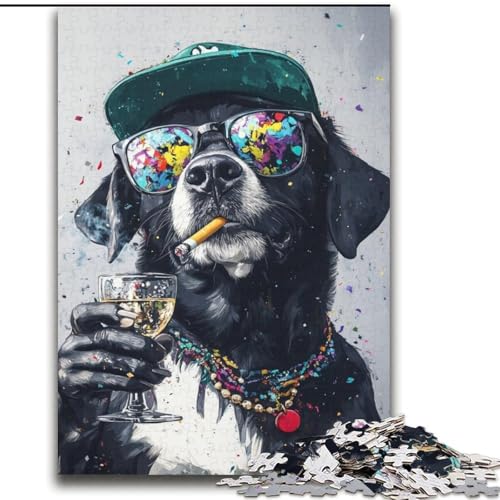 1000-teiliges Puzzle für Erwachsene und Jugendliche, Labrador mit Brille, Herausforderung der Gehirnintelligenz, süchtig machendes Spielzeug, Geburtstagsgeschenk, Geschenke, Wandkunst, 38x52cm von LYXIANY