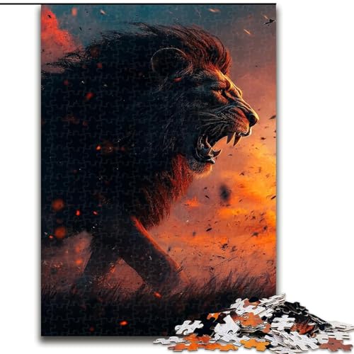 1000-teiliges Puzzle für Erwachsene und Jugendliche, Löwe bei Sonnenuntergang, Quizspiel zur Stärkung der Liebe zwischen Paaren für Kinder ab 14 Jahren (Größe 26x38cm) von LYXIANY