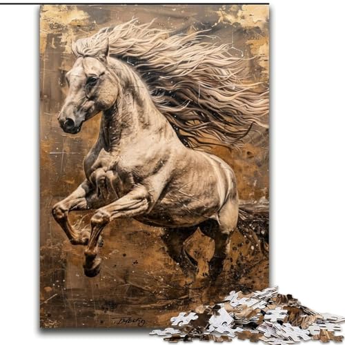 1000-teiliges Puzzle für Erwachsene und Jugendliche, Löwenpferd, Familienunterhaltungsspielzeug mit passendem Poster und Quizblatt, 38x26cm von LYXIANY