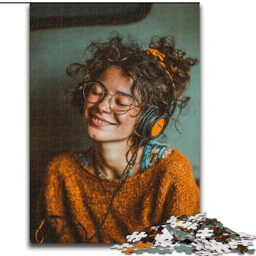 1000-teiliges Puzzle für Erwachsene und Jugendliche, Mädchen, die Musik hören, Spielzeug, Lernspiele, Stressabbau, geeignet für die Schreibtischdekoration, 26x38cm von LYXIANY