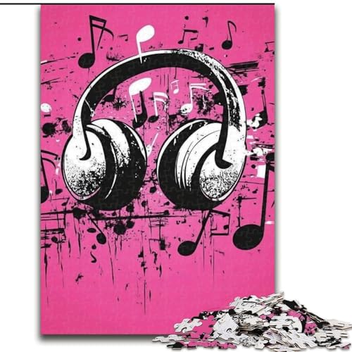 1000-teiliges Puzzle für Erwachsene und Jugendliche, Musiksymbol-Kopfhörer, für und ab 14 Jahren, pädagogisches Lernspielzeug, Familienspiele, Geburtstagsgeschenk (Größe 50x75cm) von LYXIANY