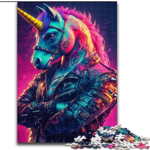 1000-teiliges Puzzle für Erwachsene und Jugendliche, Neon-Einhorn, Lernspielzeug, ganze Familie (Größe 50x75cm) von LYXIANY