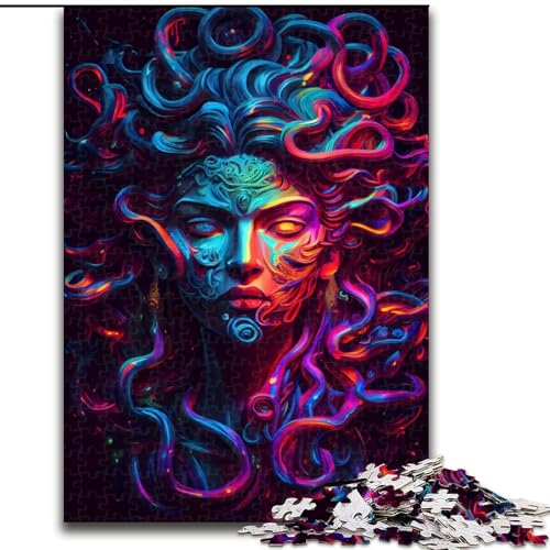 1000-teiliges Puzzle für Erwachsene und Jugendliche, Neon Medusa, Quizspiel zur Stärkung der Liebe zwischen Paaren für Kinder ab 14 Jahren (Größe 26x38cm) von LYXIANY