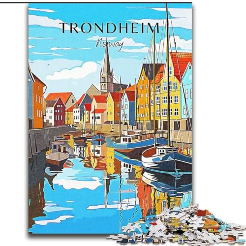 1000-teiliges Puzzle für Erwachsene und Jugendliche, Norwegen-Trondheim-Reise (, anspruchsvolles Spiel und Familienspiel, Lernspiel zum Geburtstag, Weihnachten, 50x75cm) von LYXIANY