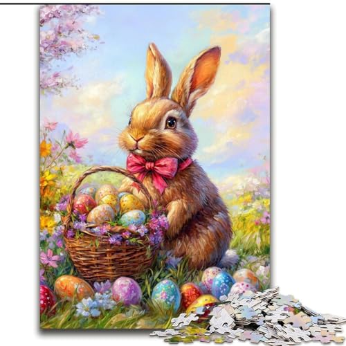 1000-teiliges Puzzle für Erwachsene und Jugendliche, Osterhase, Lernspiele, Heimdekoration, ganze Familie (Größe 26x38cm) von LYXIANY