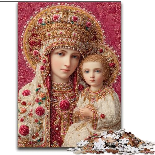 1000-teiliges Puzzle für Erwachsene und Jugendliche, Porträt von Maria, der Mutter, Quizspiel zur Stärkung der Liebe zwischen Paaren für Kinder ab 14 Jahren (Größe 50x75cm) von LYXIANY