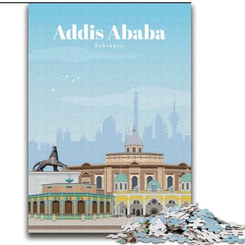 1000-teiliges Puzzle für Erwachsene und Jugendliche, Reise nach Addis Abeba, Dekomprimierendes, intellektuelles Lernspielzeug, Wichtelgeschenke (38x52cm),1000 Stück von LYXIANY